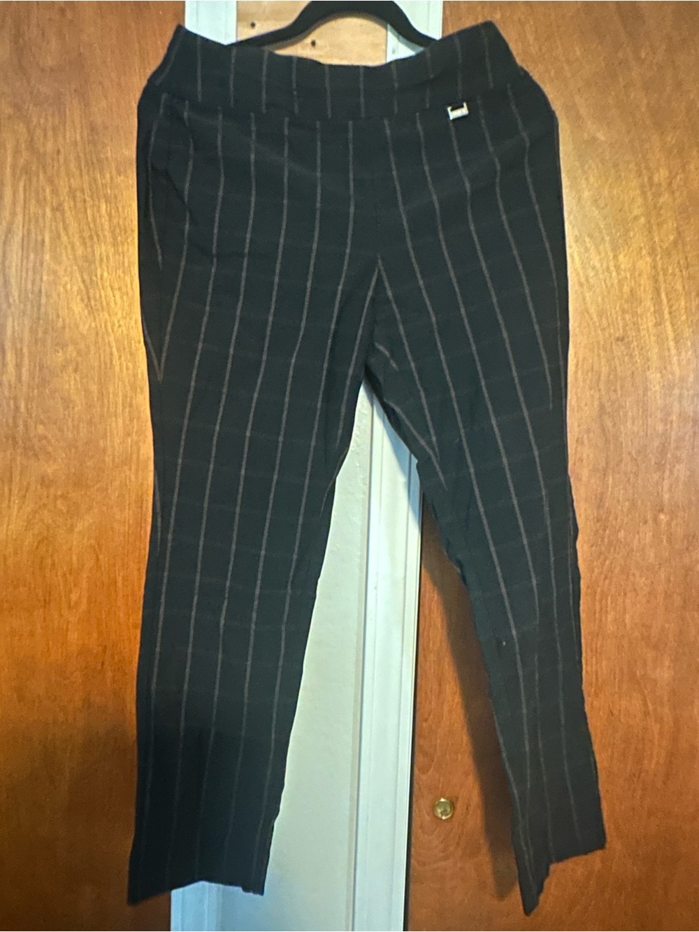 Anne Klein Black Pinstripe Dress Trousers